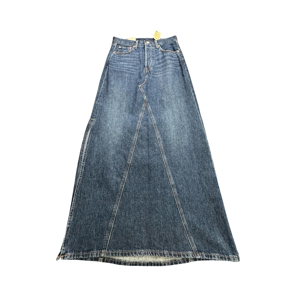Levis Iconic Long Skirt Womens 27 Medium Indigo Denim Maxi Modest Western